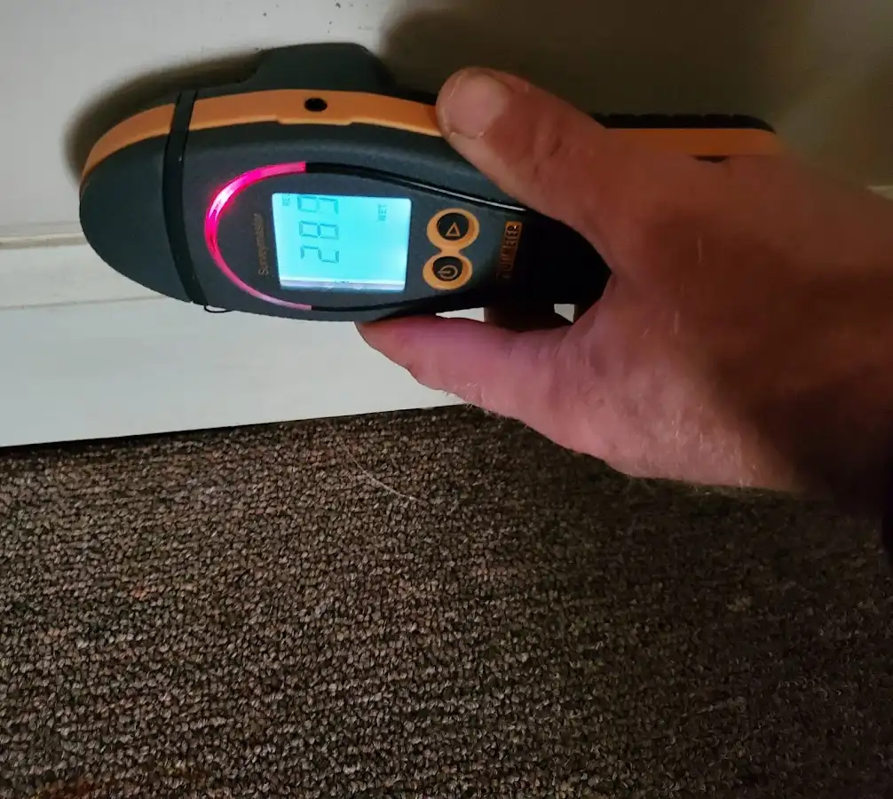 Moisture detection at baseboard during Sewage Cleanup & Sanitation in Pontiac